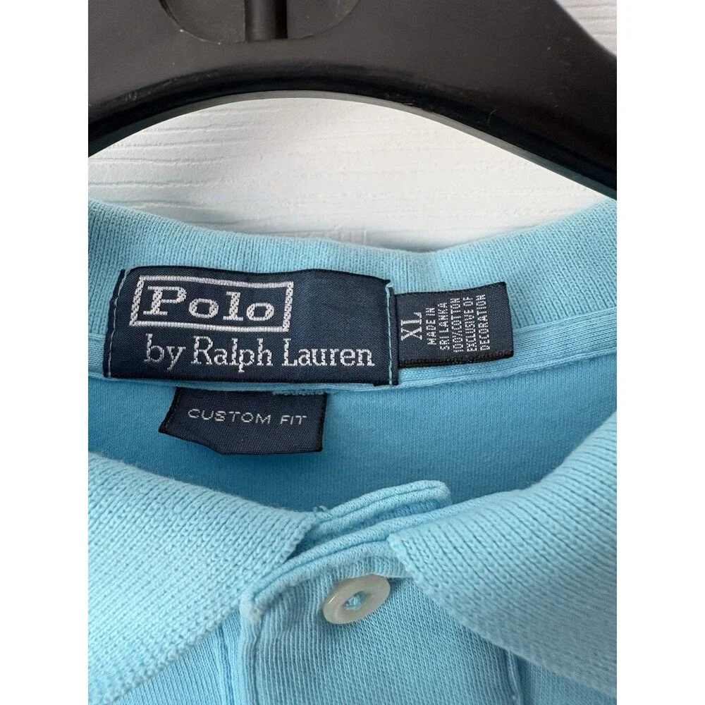 Polo Ralph Lauren Mens XL Aqua Blue Short Sleeve Cotton Polo Shirt Pink Pony